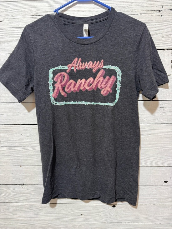 Bella Canvas Tops - Bella Canvas Dark Heather Gray Tee with Blue Tag Accent